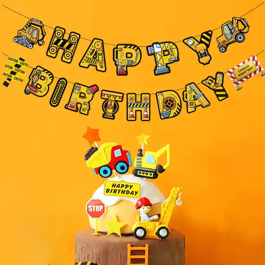 Construction Themed Birthday Party Banner